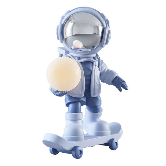 Blue astronaut skateboard figurine for home decor