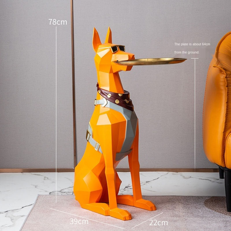 Serving Doberman Statue