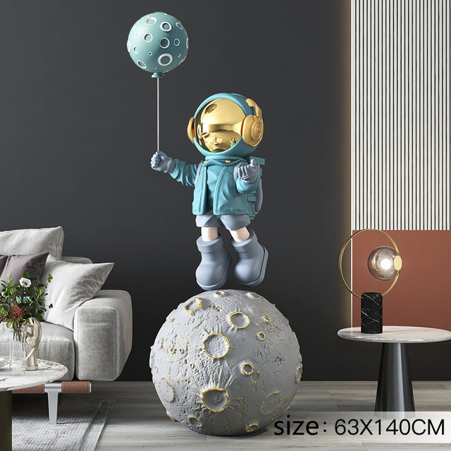 Moon Astronaut XXL Sculpture — Large Space Floor Decor Statue | Opulent Den