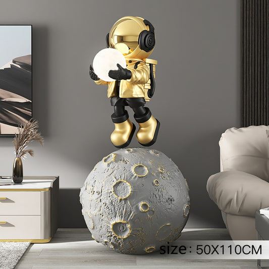 Moon Astronaut XXL Sculpture — Large Space Floor Decor Statue | Opulent Den