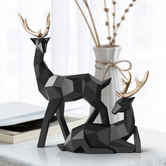 White Deer Sculpture Set — Nordic Resin Home Decor Figurines