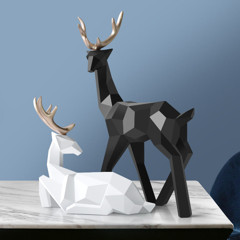 White Deer Sculpture Set — Nordic Resin Home Decor Figurines