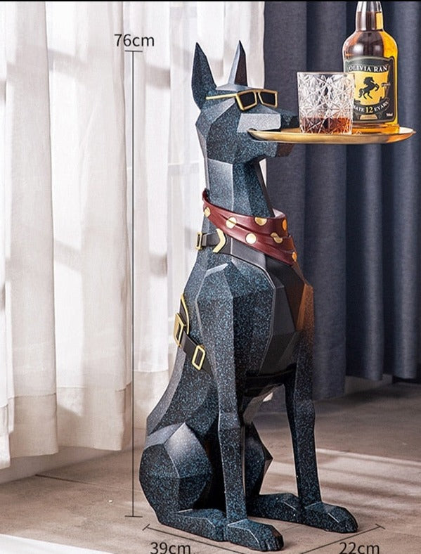 Serving Doberman Statue