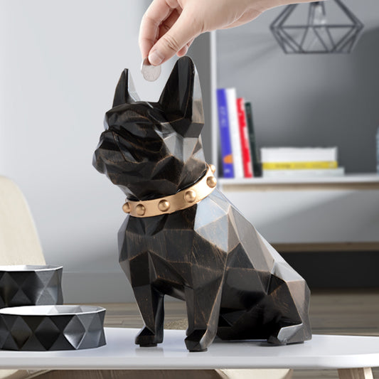 Mini french bulldog coin bank — black cute dog piggy bank figurine