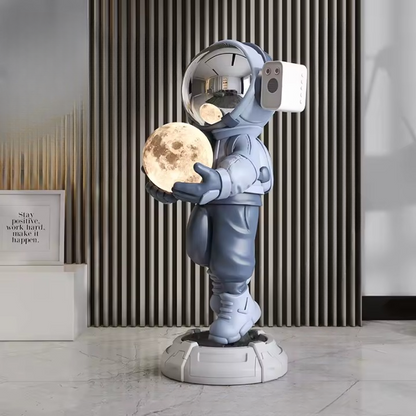 Lamp astronaut XXL — blue Bluetooth large space decor floor sculpture with light