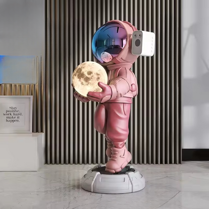Lamp astronaut XXL — pink Bluetooth large space decor floor sculpture with light