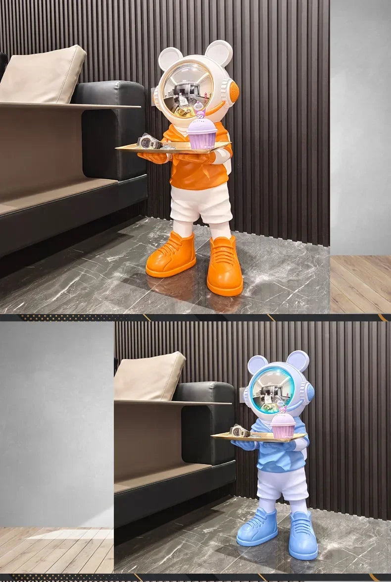 Large astronaut sculpture — orange and blue variants luxury space decor figurine