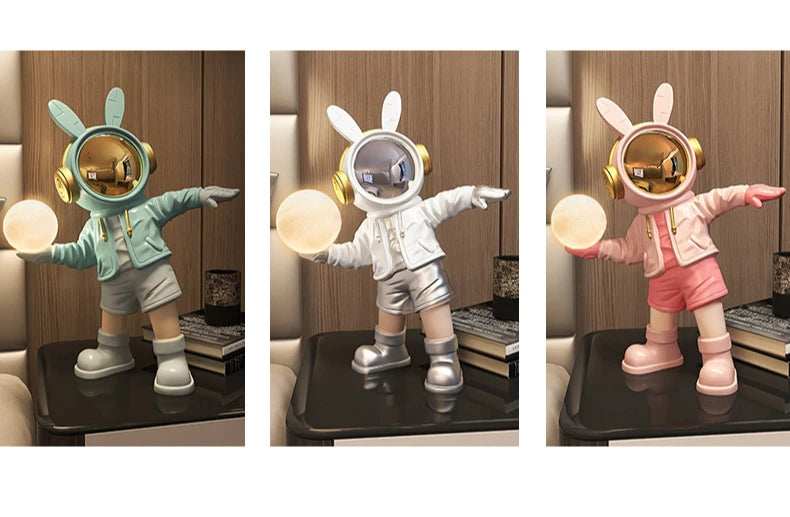 Astronaut light figurine on desk modern home decor