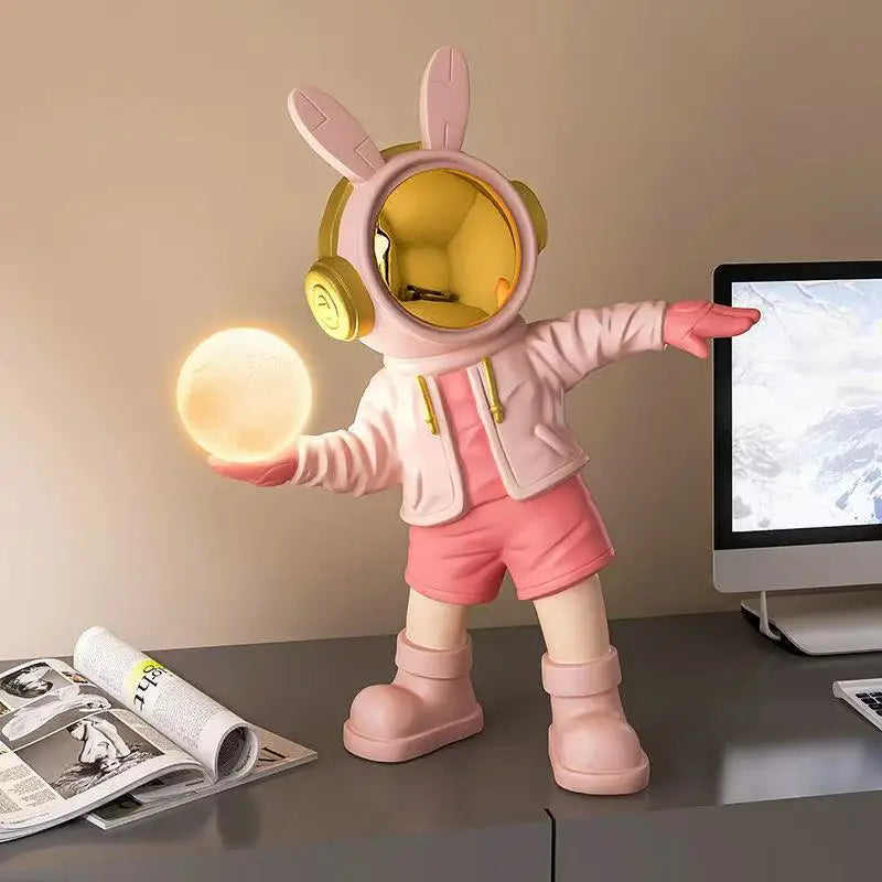 Astronaut living room light figurine — pink variant desk home decor