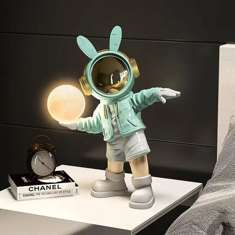 Astronaut living room light figurine in blue home decor
