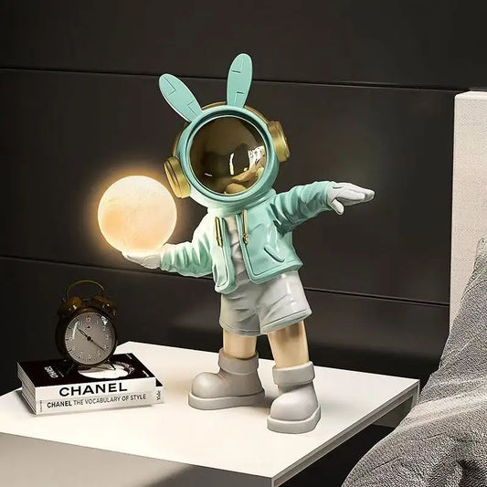Astronaut living room light figurine in blue home decor