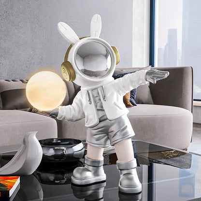 White astronaut figurine glow lamp bedside table decor