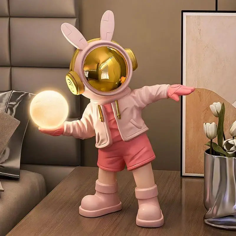 Pink astronaut figurine ambient light desktop decor