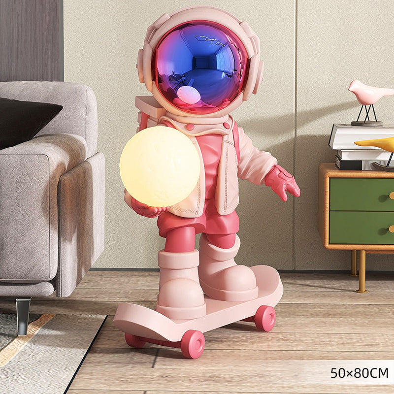 White skateboarding astronaut ornament home decor