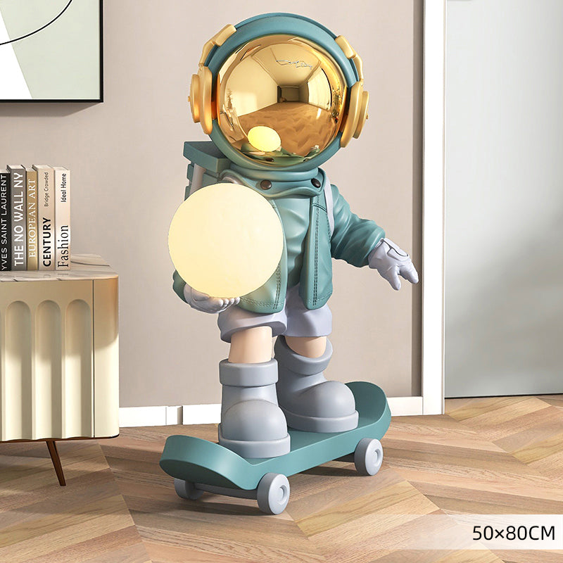 Silver astronaut resin sculpture for living room
