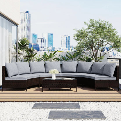Luxury 4-6 seater rattan garden lounge set in khaki — premium outdoor patio sofa by Opulent Den